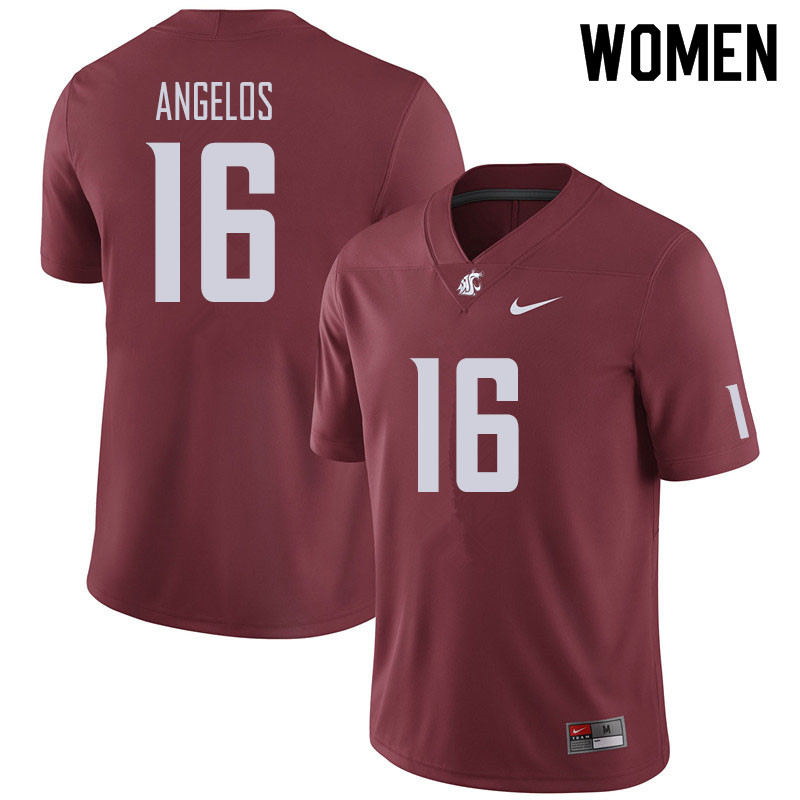 Women #16 Aaron Angelos Washington State Cougars Football Jerseys Sale-Crimson
